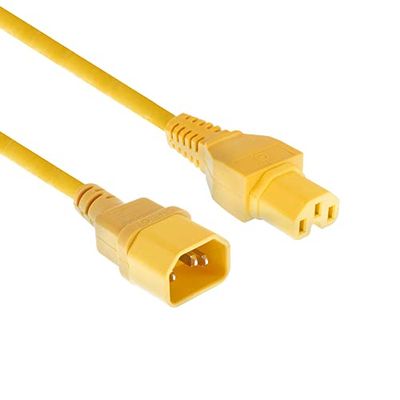 Cavo di alimentazione ACT da C14 maschio a C15 femmina, 0,6 m, cavo elettrico, giallo - AK5303
