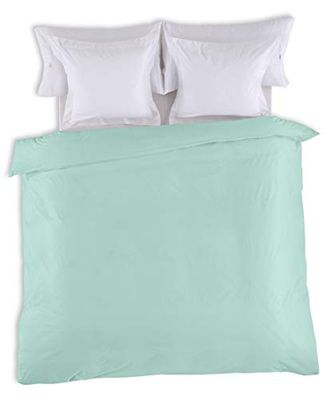 FUNDA NORDICA lisa color aqua - Cama de 90 (1 pieza) - 50% algodón / 50% poliéster - 144 hilos. Gramage: 115