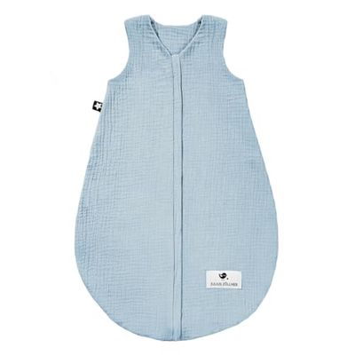 Julius Zöllner Mousseline zomerslaapzak denim, maat 70, van zacht mousseline-katoen, veilig en getest op schadelijke stoffen, ideaal voor warme zomernachten