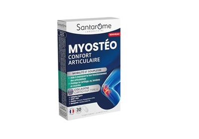 Santarome - Myostéo - Complément alimentaire articulations - Confort articulaire - Souplesse et mobilité - Curcuma, Bourgeons, Collagène de type II, Vitamines - 30 comprimés