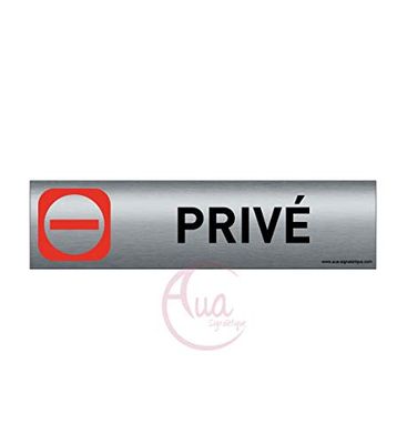 Plaque de porte aluminium brossé imprimé -Dimensions 200 x 50 mm - Double face adhésif au dos - Impression UV directement sur l'aluminium (Pas de contre collage) (privé 3)