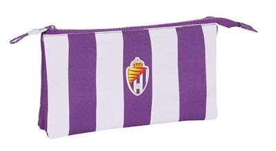 Safta Real Valladolid – Triple Pencil Case, Children's Pencil Case, Ideal for School Age Children, Comfortable and Versatile, Quality and Resistance, 22 x 3 x 12 cm, Purple, Berry, Estándar, Casual