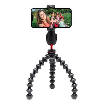 JOBY GripTight Pro 3 GorillaPod Telefoonklem, compatibel met iPhone en Android, GorillaPod 1K inclusief, flexibele poten, klem voor smartphone met 2 Cold Shoes, 360° draaibaar, zwart
