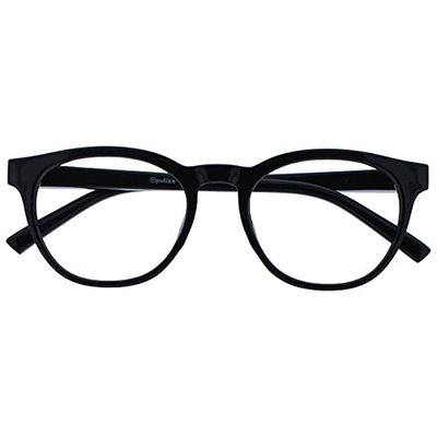 OPULIZE Blu - Occhiali da Lettura Filtro Luce Blu Montatura Tonda Fashion Cerniere a Molla Migliorano il Sonno Gaming Computer Anti Riflesso Nero Uomo Donna B5-1 +2.50