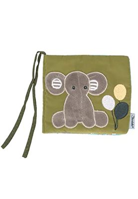 Sterntaler Livre de jeu pour bébé unisexe en tissu - Motif éléphant Eddy - Livre bruissant - Vert moyen