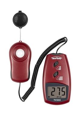 Testboy TV 333 digital luxmätare upp till 100 000 LUX (mäter belysningsstyrkan hos en ljuskälla, fritt rörlig sensor med spiralkabel, sensorskydd, silikonfotodiod), röd/svart