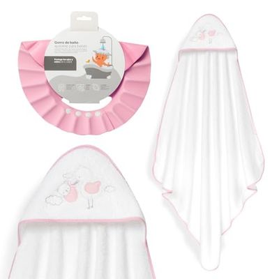Interbaby - Mantello da bagno per bambini + berretto regolabile | Asciugamano con cappuccio 100% cotone, unisex, morbido, asciugatura rapida, ideale per neonati, neonati e bambini piccoli, design