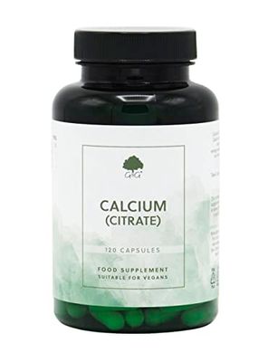 Calcium Citrate Capsules - 200mg Elemental Calcium Per 2 Capsule Dose - 120 Vegan Capsules - G&G Vitamins