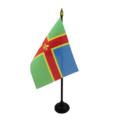 AZ FLAG Bandiera da Tavolo CONTEA di Lincolnshire 15x10cm Punta Dorata - Piccola BANDIERINA County of LINCS. - Inghilterra 10 x 15 cm