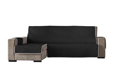 Estoralis | EDEN | Copridivano con Penisola | Tessuto trapuntato reversibile | Nero | Chaisse Longue 240 cm Penisola Sinistra | Dimensioni del tessuto 240 x 255 cm (larghezza per altezza)