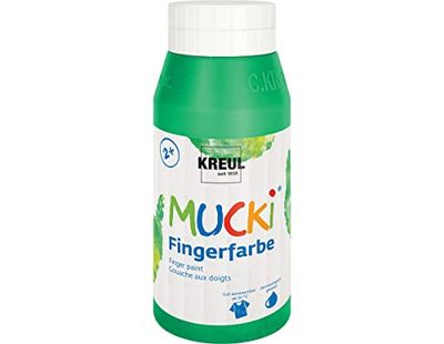 KREUL 23210-Mucki Pintura Brillante para Dedos, 750 ml en Verde, a Base de Agua, sin parabenos, sin Gluten, sin lactosa y Vegana, Lavable, Green, 750