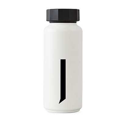 Design Letters Gepersonaliseerde witte thermo roestvrijstalen fles voor warme en koude dranken, geïsoleerde drinkfles voor werk, school, sport en gym - J