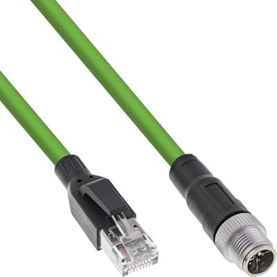InLine Cavo di rete industriale, M12 8 pin con codifica X maschio a RJ45, Cat.6A PUR, Ethernet M12 8 pin, 20 m, 40620