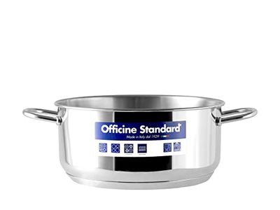 Officine Standard 0224 Casserole fnd INOX Off/Stand Sara 2 Poignées 24 Pots Cuisine, Acier, Gris