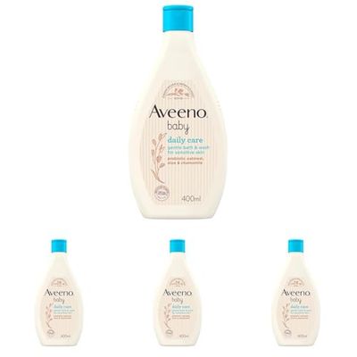 Aveeno Baby Baby Gentle Bath and Wash, White, 400 ml (Pack of 4)