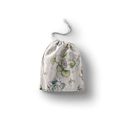 Le Jardin du Lin Bedrukte katoenen tassen met trekkoord, boodschappentas, tas, stoffen tas, groententas, herbruikbaar, milieuvriendelijk, multifunctioneel, opvouwbaar, maat: 20 x 30 cm