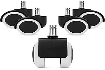 5 roues pour sol dur 11/50 mm - également pour sols mous - caoutchoutés - Roues de rechange pour chaises de bureau à 360 ° Roues de rechange pour chaises de bureau blanches