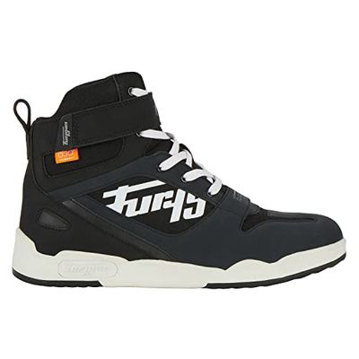 Furygan Homme Basket Get Down Chaussures DE Moto-Moderne & Confortable-Inserts Retro-REFLECHISSANTS-Etanche & Respirant-Protection MALEOLLES D3O-Tailles DIFFERENTES, Noir-Blanc, 45 EU