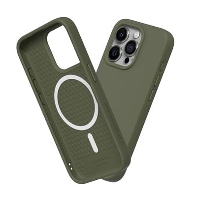 RhinoShield Case compatibel met [iPhone 15 Pro Max] | SolidSuit - MagSafe-compatibel - schokdempende en slanke beschermhoes met premium afwerking - 3,5 meter valbescherming - algengroen