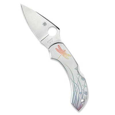 Spyderco C28pt Dragonfly Tattoo, roestvrij w/poly-chromatisch handvat, effen, kleurrijk, klein