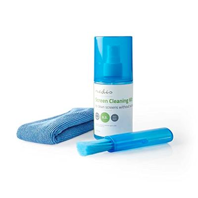 Nedis Zestaw do czyszczenia ekranu do telewizora, komputera, smartfona i tabletu, 200 ml spray, szczotka i ściereczka perłowa