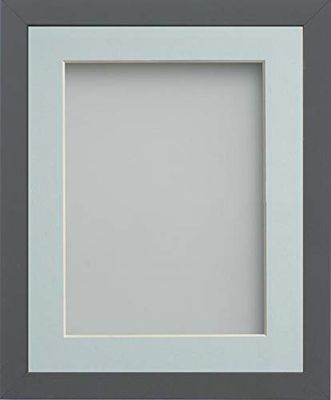 Frame Company Allington Grey Photo Frame with Light Blue Mount, A2 for A3, fitted with perspex