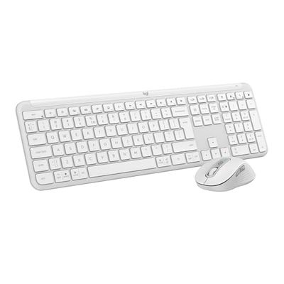 Logitech MK950 Signature Slim Wireless Keyboard en Muis Combo, stil typen en klikken, schakelen tussen drie apparaten, Bluetooth, meerdere besturingssystemen, Windows en Mac, US INT'L QWERTY, Wit