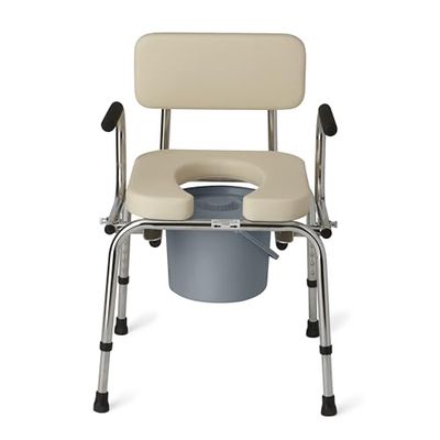 Medline Heavy Duty Padded Drop-Arm Commode