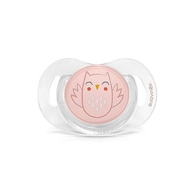 Suavinex, Bonhomia Fopspeen voor baby's, 0-6 maanden, Fysiologische speen van siliconen SX Pro, platte en flexibele speen, roze