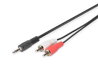 DIGITUS audio-adapterkabel - 3,5mm jack naar 2x RCA - Aux-kabel - stereokabel - RCA-adapter - 1,5m - zwart - voor stereo-installaties, home cinema, soundbar, computer