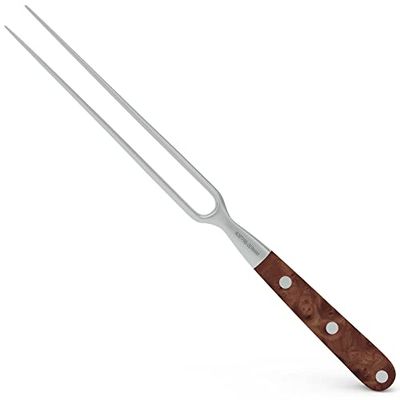 GIESSER since 1776 - Made in Germany - Forchetta tranciante, 21 cm, Tree of Life, PremiumCut Fork No 1, forchetta da carne, manico in legno di thuja, inossidabile, posata da barbecue tedesca