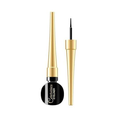Eveline Cosmetics Eyeliner Ultra-Précis en Flacon - Noir, Série Célébrités, Haute Tenue et Stimulation de la Croissance des Cils
