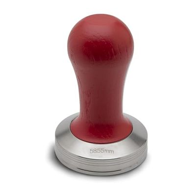 Lelit Tamper PLA481R pour Filtre Lelit58 avec Poignée Bois Rouge Argent/Rouge