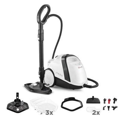 Polti Vaporetto Smart 120, Limpiador a Vapor con Caldera, 4 Bares de Presión, Potencia Máxima 1500 W, Depósito Extraíble de 2 L, Calentamiento en 2 Minutos, 14 Accesorios incluidos, Blanco y Negro