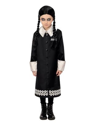 SMIFFYS Costume Mercoledì Addams Family, Abito e parrucca