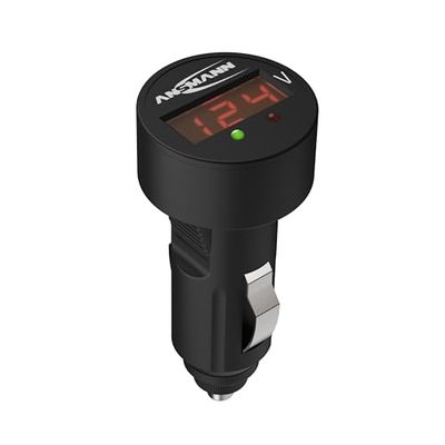 ANSMANN Power Check 12V/24V (1 pce) – Testeur de batterie de voiture à brancher sur la prise allume-cigare – Tensiomètre professionnel pour batterie auto – Noir