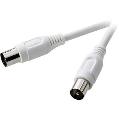SpeaKa Professionele 2,5 m coaxkabel (2,5 m, stekker/bus, rechts, 75 ohm, wit)