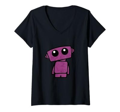 Womens Purple Robot Version 2 V-Neck T-Shirt
