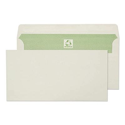 Blake Environmental | sobres 100% reciclados DL (11 x 22cm) | 500 unidades | 90gsm | FSC biodegradables y reciclable sobres | autoadhesiva | interior verde | sobres blancos | modelo RE3258