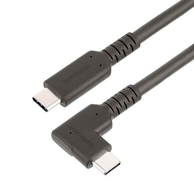 StarTech.com 3ft (1m) Rugged Right Angle USB-C Cable, USB 10 Gbps, USB C to C Data Transfer Cable, 4K 60Hz DP Alt Mode,