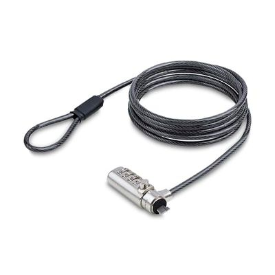 StarTech.com Slim Lock K-Slot Compatible, 6.6ft (2m) Combination Locking Cable, Desk Anti-Theft Security For Laptop/Notebook