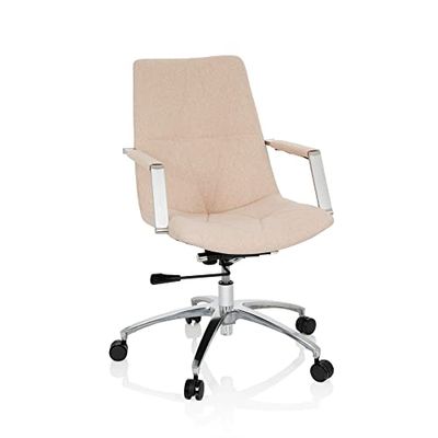 hjh OFFICE 670984 draaistoel SARANTO II stof beige moderne stoel in retro-look met wielen, in hoogte verstelbaar