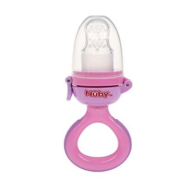 Nuby - Nibbler smoczek do owoców z silikonu – smoczek do owoców dla dzieci od 6 miesięcy i małych dzieci – gryzak do owoców i warzyw, bez BPA – różowy, NV05008PINK