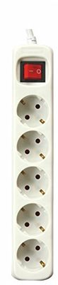 SILVER ELECTRONICS - Extensão de tomada com 5 entradas com interruptor, branco, 5 tomadas, cabo de 1,5 m, proteção infantil, tomada de terra, com proteção contra picos de tensão
