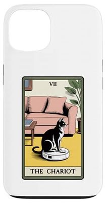 The Chariot Tarot Card Cat Robot Vacuum Cleaner Cat Case for iPhone 13