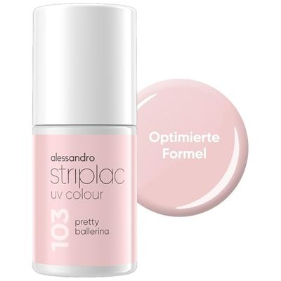 alessandro Striplac UV-nagellack pretty ballerina – täckande och reptålig upp till 15 dagar – lätt att applicera – mild borttagningsteknik – vegansk – rosa, 6,5 ml