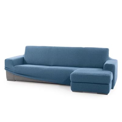 SOFASKINS® Funda para Chaise Longue superelástica, Funda de sofá con reposabrazos Corto Derecho, Transpirable, cómoda y Duradera, Dimensiones compatibles del sofá (210-340 cm), Color Azul Cielo