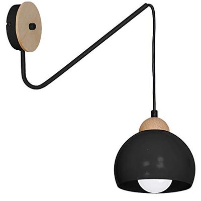 Homemania wandlamp Dama, wandlamp, zwart van metaal, hout, 15 x 40 x 60 cm