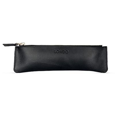 Londo Trousse en Cuir Véritable avec Fermeture Éclair – Étui à Crayons Élégant, Pochette Multifonction pour Bureau, Voyage & Quotidien