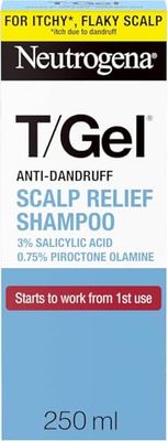 Neutrogena T/Gel® Scalp Relief Anti-Dandruff Shampoo (1x250ml) With 3% Salicylic Acid, Clinically Proven Formula Fights Dandruff from First Wash